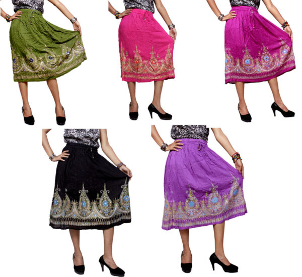Indian Boho Hippie Rayon Embroidered Sequin Work Gypsy Short Skirt Wholesale Lot