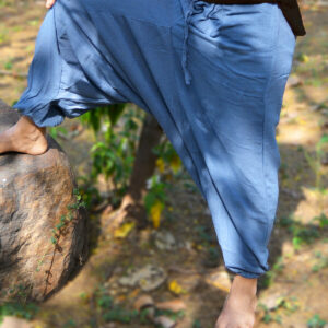 Men's Hemp Cotton Aladdin Blue Harem Pant Hippie Baggy Yoga Handmade Trouser