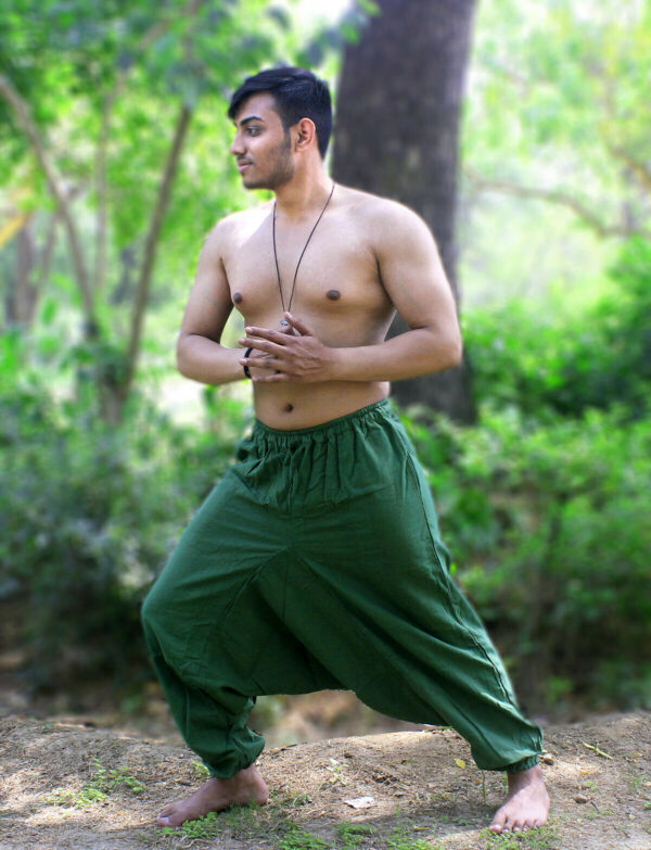 Handmade Men's Hemp Cotton Aladdin Green Harem Pant Hippie Baggy Yoga Trouser