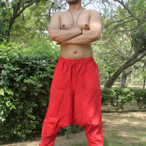 Men's Hemp Cotton Aladdin Red Harem Pant Hippie Baggy Yoga Handmade Trouser