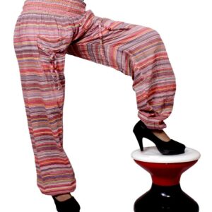 Cotton Stripped Boho Hippie Harem Baggy Trousers USA Yoga Free Elastic Pants
