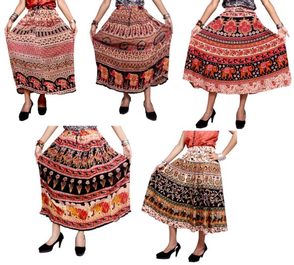 5Pcs Hippie Beautiful Print Gypsy Cotton Boho Long Skirt Wholesale Lot