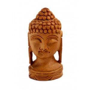 Hand Carved Wooden Ethnic Buddha Head Statue