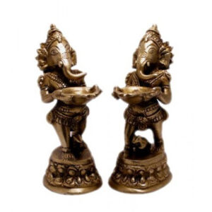 A Set of God Ganesha Indian Religious Gift Brass Idol Sculpture Statue