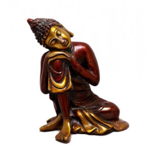 Indian Religious Thinking Lord Buddha Two Tone Brass Idol Sculpture Statue