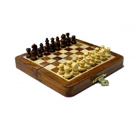 Travel Magnetic Folding Walnut Wood Chess Set