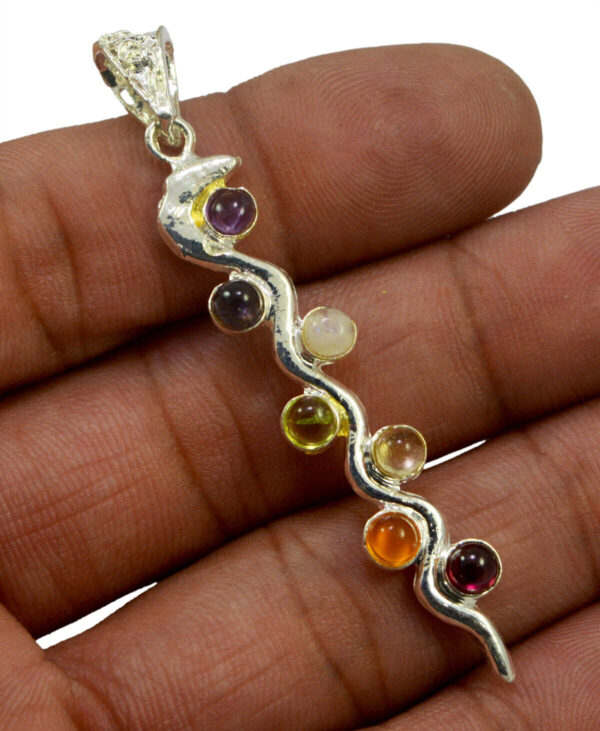 Fashion Spiritual Chakra Healing Point Natural Reiki 7 Gemstone Beads Pendant