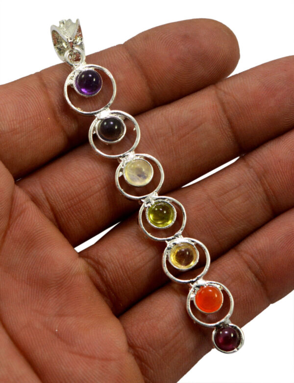 Fashion Spiritual Chakra Healing Point Natural Reiki 7 Gemstone Beads Pendant