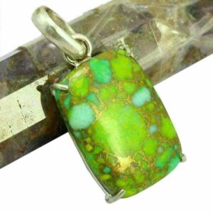 Green Copper Turquoise Gemstone Silver Plated Designer Pendant Jewelry GNP18