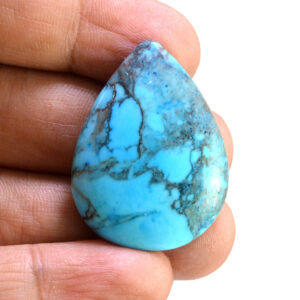 36ct Natural Designer Blue Turquoise Firoza Loose Cabochon Gemstone Pear Shape