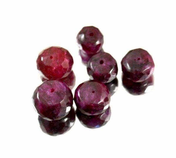 45ct/6pcs Natural Red Ruby Round Loose Gemstone Faceted Beads Wholesale Lot