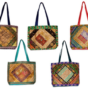 10 Cotton Ethnic Sequin Embroidered Work Rajasthani Style Tote Wholesale Lot Bag
