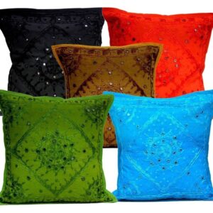 Decorative Indian Embroidery Mirror Work Multi Pillow Cushion Covers AIC555