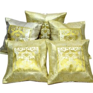 Home Decor Modern Banarasi Brocade Silk Indian White Cushion Covers AIC525