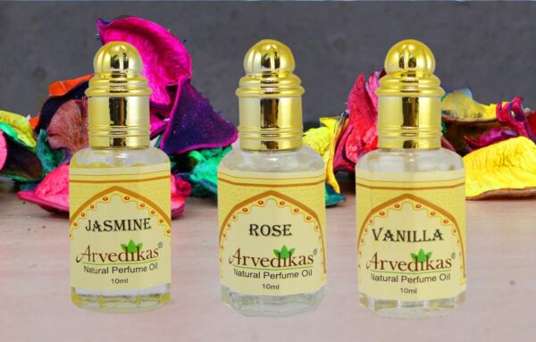 Arvedikas Set of 3 100% Natural Rose Jasmine Vanilla Perfume Oil - 10 ml