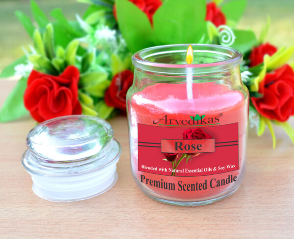 Arvedikas Natural Essential Oil Soy Wax Candle Blended Rose for Decoration Love