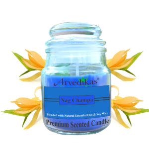 Arvedikas Natural Nagchampa Soy Wax Glass Jar Candle Blended with Essential Oils