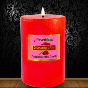Arvedikas Premium Rose Pillar Candles Fragrance Aroma with Paraffin Wax 4"