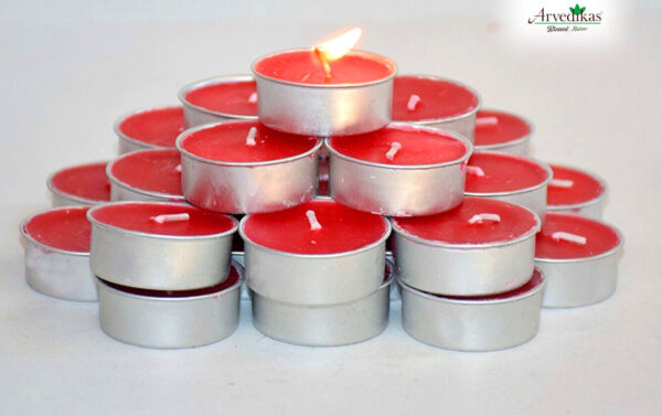 Arvedikas Premium Scented Tea Light Candles Smokeless Aroma Rose Set of 25pcs