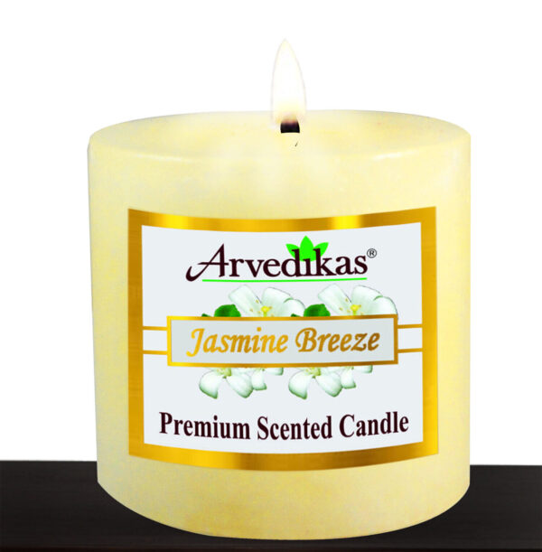 Arvedikas Premium Jasmine Pillar Candle Fragrance Oils with Paraffin Wax 3 inch