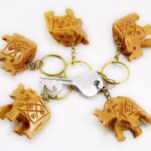 A Set of 5 Hand Carved Wooden Elephant Key Ring,keychain,wooden Key chains