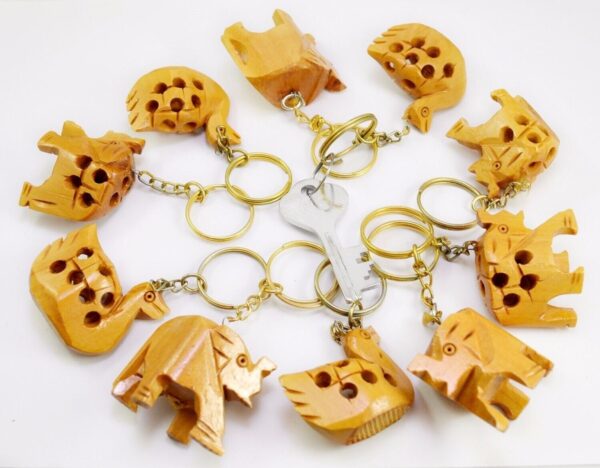 A Set of 12 Hand Carved Wooden Key Ring,keychain,wood Key Holder Keychain