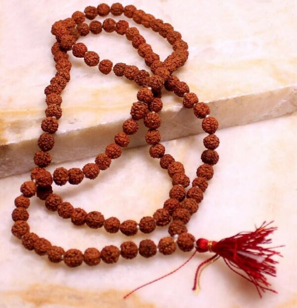 7mm Rudraksha Jap Mala Rosary Prayer 108 Beads Necklace