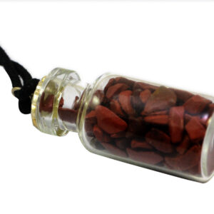 Handmade Red Jasper Gemstone Chips Glass Bottle Pendant Reiki Spiritual Ite