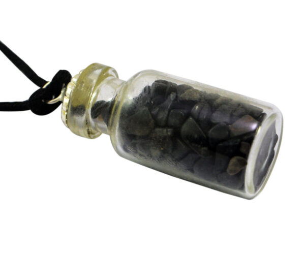 Handmade Gray Quartz Gemstone Chips Glass Bottle Pendant Reiki Spiritual Item