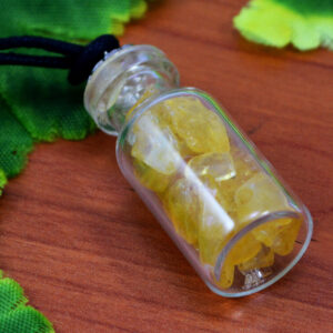Handmade Multi Tourmaline Gemstone Chips Glass Bottle Pendant Reiki Spiritual