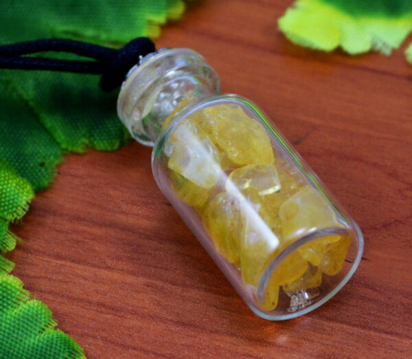 Handmade Multi Tourmaline Gemstone Chips Glass Bottle Pendant Reiki Spiritual