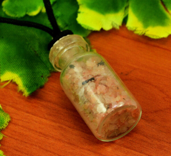 Handmade Rose Quartz Gemstone Chips Glass Bottle Pendant Reiki Spiritual Item