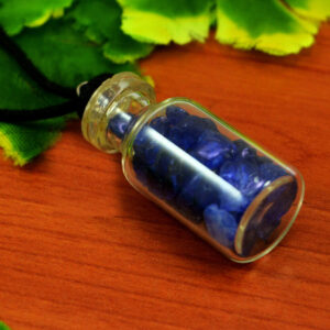 Handmade Iolite Gemstone Chips Glass Bottle Pendant Reiki Spiritual item