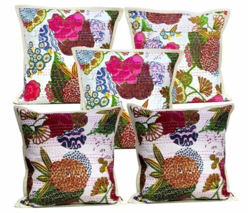 5pcs-25pcs Ethnic Indian White Kantha Stitch Cushion Covers Wholesale Lot White